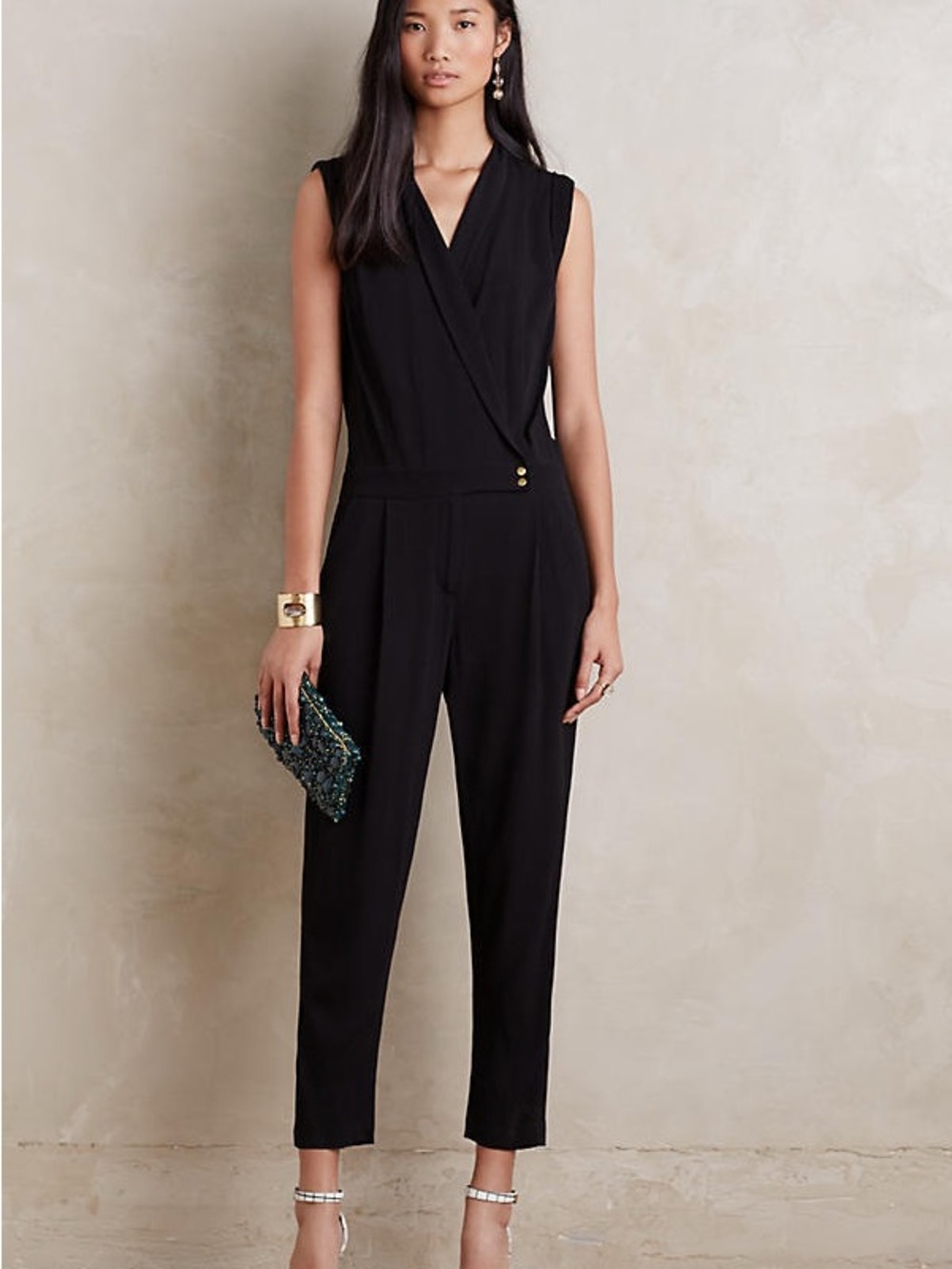 elevenses Black Sleeveless Wrap Jumpsuit